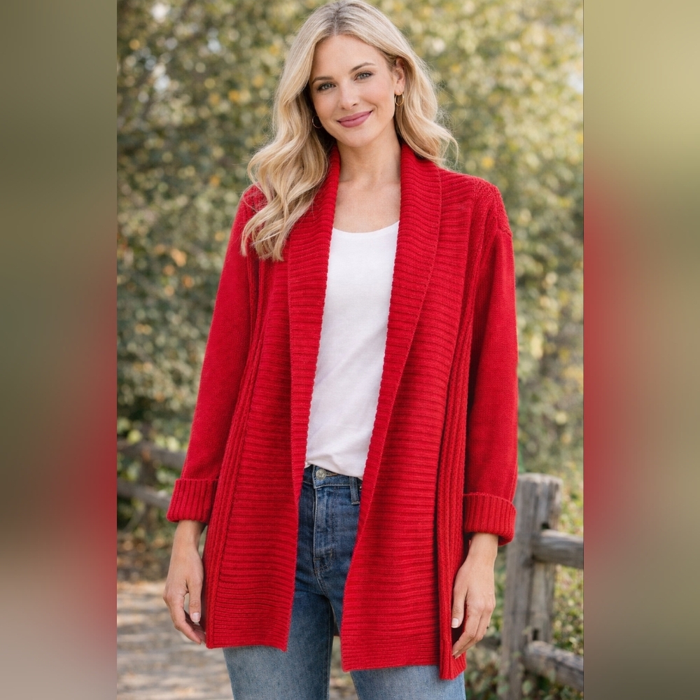Charter Club Vibrant Red Women's Cardigan Sweater- Size XL